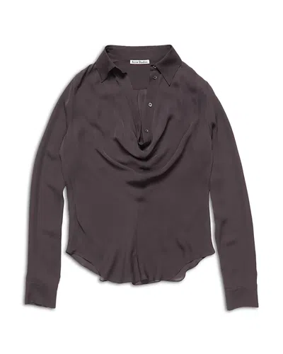 Acne Studios Collared Silk Blouse In Brown