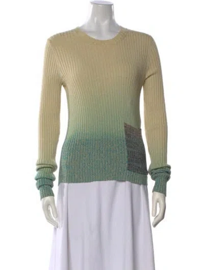 Pre-owned Acne Studios Colorblock Pattern Crew Neck Sweater In Green
