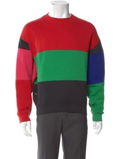 Pre-owned Acne Studios Colorblock Pattern Crew Neck Sweatshirt In Red