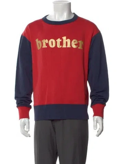 Pre-owned Acne Studios Colorblock Pattern Crew Neck Sweatshirt In Red