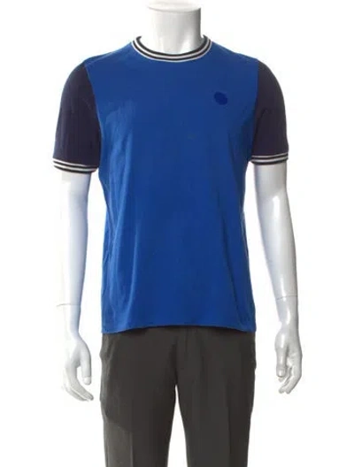 Pre-owned Acne Studios Colorblock Pattern Crew Neck T-shirt In Blue