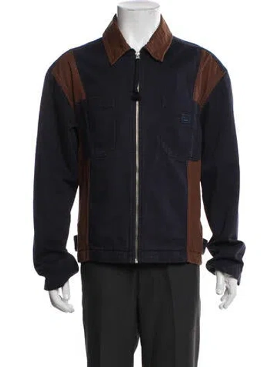 Pre-owned Acne Studios Colorblock Pattern Denim Jacket In Blue