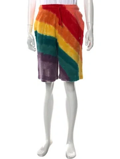 Pre-owned Acne Studios Colorblock Pattern Jogger Shorts In Orange