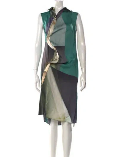 Pre-owned Acne Studios Colorblock Pattern Knee-length Dress In Green