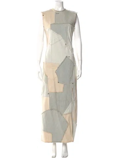 Pre-owned Acne Studios Colorblock Pattern Long Dress In Neutral