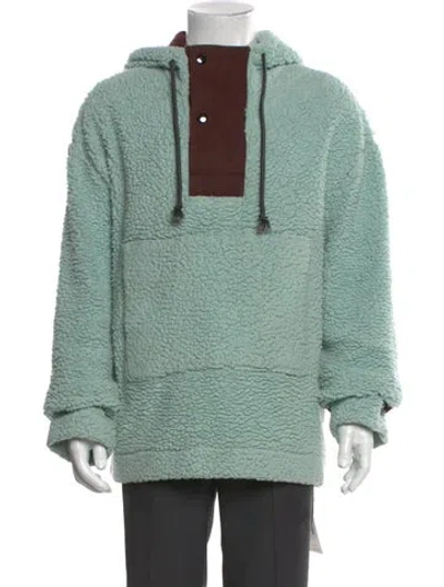 Pre-owned Acne Studios Colorblock Pattern Mock Neck Hoodie In Green