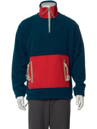 Pre-owned Acne Studios Colorblock Pattern Mock Neck Sweatshirt In Blue