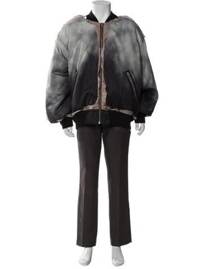 Pre-owned Acne Studios Colorblock Pattern Moto Jacket In Gray