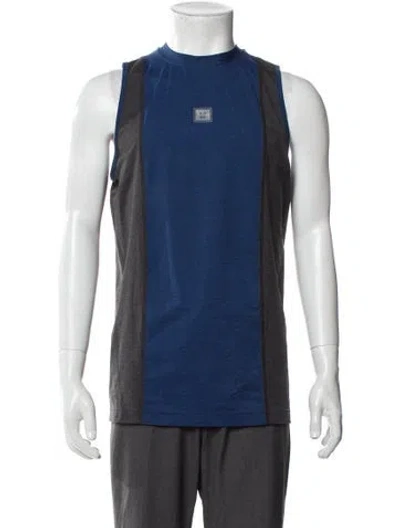 Pre-owned Acne Studios Colorblock Pattern Scoop Neck T-shirt In Blue