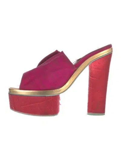 Pre-owned Acne Studios Colorblock Pattern Slides In Pink