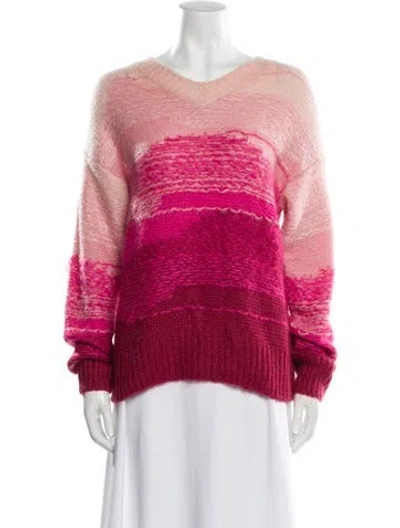 Pre-owned Acne Studios Colorblock Pattern V-neck Sweater In Pink