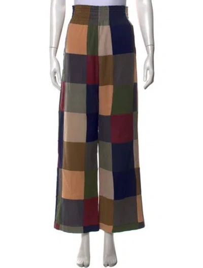 Pre-owned Acne Studios Colorblock Pattern Wide Leg Pants In Blue