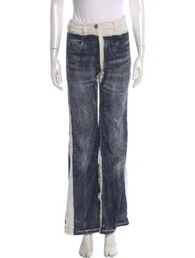 Pre-owned Acne Studios Colorblock Pattern Wide Leg Pants In Gray