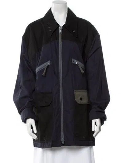 Pre-owned Acne Studios Colorblock Pattern Windbreaker In Blue