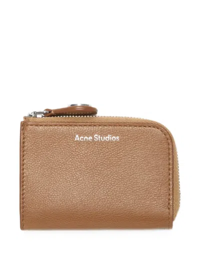 Acne Studios Compact Zip Wallet In Brown