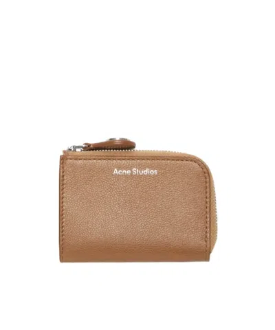 Acne Studios Compact Zip Wallet In Brown