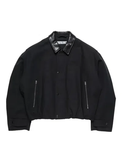 Acne Studios Contrast-collar Shirt Jacket In Black