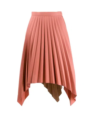 Acne Studios Electric-pleated Asymmetrical Midi Skirt In Orange Wool Blend In Red