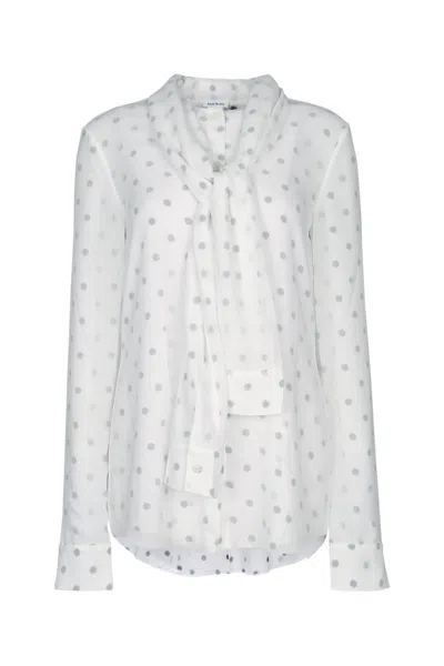 Acne Studios Contrast-trim Satin-feel Blouse In White
