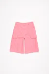 Acne Studios Micro Face-patch Corduroy Shorts In Tango Pink