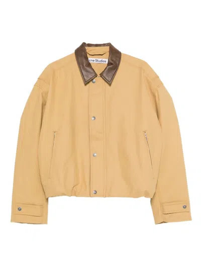 Acne Studios Mens Sand Beige Opado Double Cotton-satin Jacket In Brown