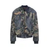 Acne Studios Graphic Print Denim Bomber Jacket In Brown