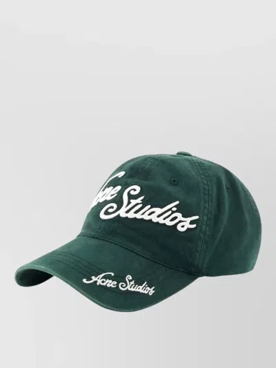 Acne Studios Cotton Cap Curved Brim Logo Detail In Cyan