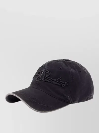 Acne Studios Cotton Cap Curved Brim Logo Detail In Purple