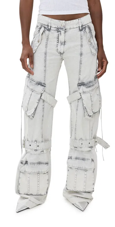 Acne Studios Cotton Cargo Trousers Dusty White In Grey