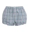 Acne Studios Organic Cotton Lounge Shorts Plaid Pattern In Blue