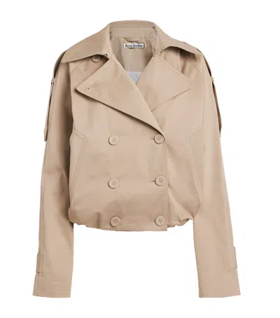Acne Studios Cotton Cropped Trench Coat In Pink