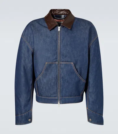 ACNE STUDIOS LEATHER-TRIMMED DENIM JACKET