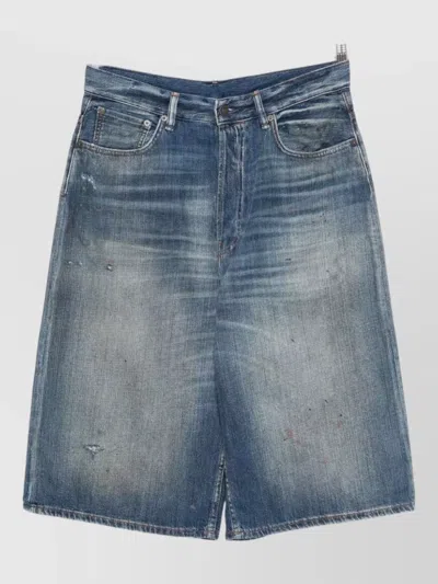 Acne Studios Cotton Denim Shorts Belt Loops Design In Blue