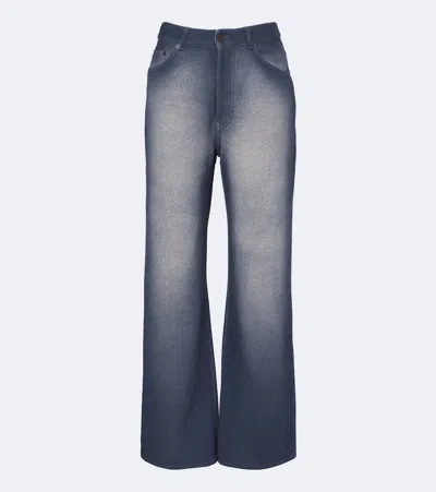 Acne Studios Cotton Fleece Wide-leg Pants In Blue