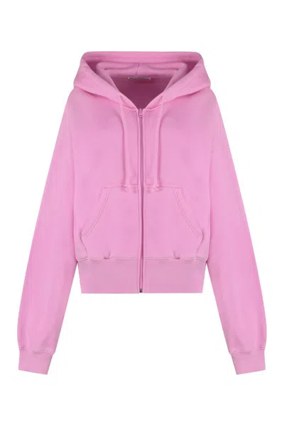 Acne Studios Cotton Full Zip Hoodie In Pink