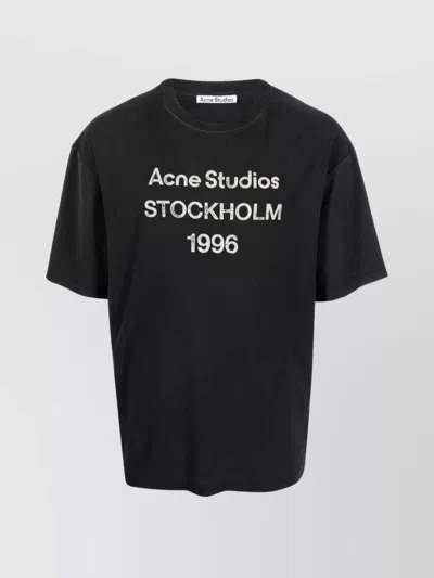 Acne Studios Cotton-hemp Blend Logo T-shirt In Black