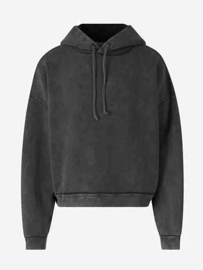 Acne Studios Cotton Hooded Sweatshirt In Gray