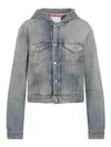 Acne Studios Cropped Denim Jacket With Hood In Blue