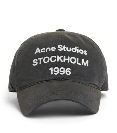 Acne Studios Cotton Logo Cap In Black