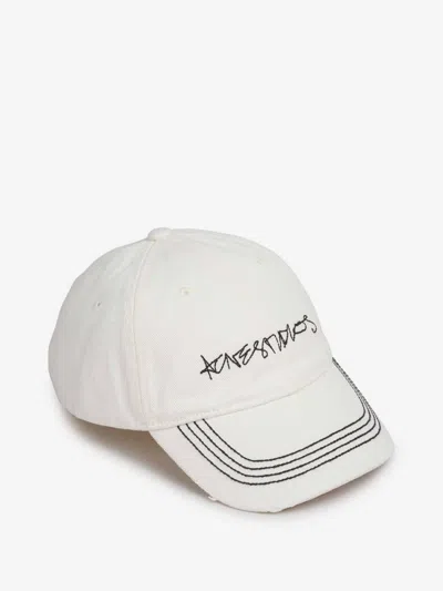 Acne Studios Cotton Logo Cap In White