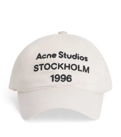 Acne Studios Cotton Logo Cap In White
