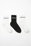 Acne Studios Logo-jacquard Socks (set Of Three) In White,white,black