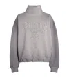 Acne Studios Brushed Cotton Fleece Funnel Neck Logo Sweatshirt With Balloon Hem In Grey