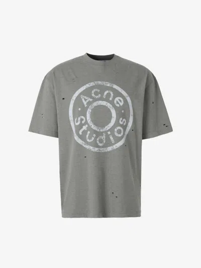 Acne Studios Cotton Logo T-shirt In Gray