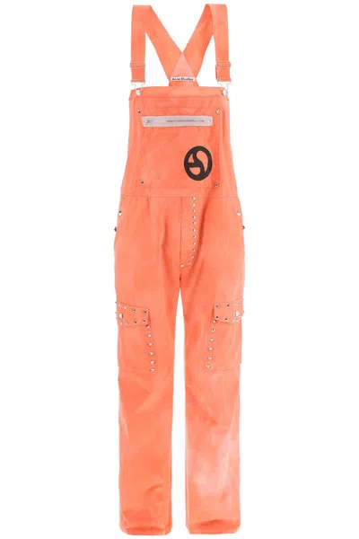Acne Studios Cotton Overalls With Studs Men In Animal Print