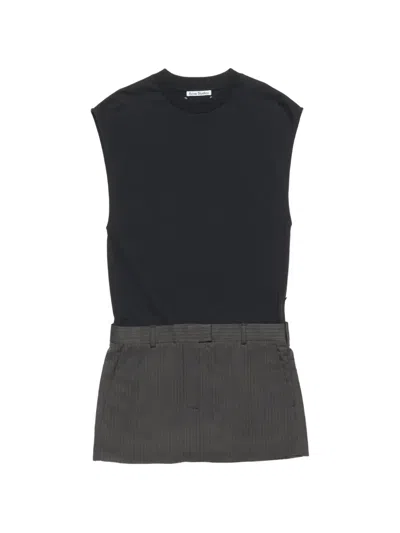 Acne Studios Cotton Panelled Mini Dress In Black
