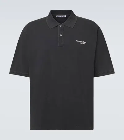 Acne Studios Black Polo Shirt With Distressed Finish Men