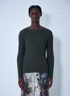 Acne Studios Cotton Rib Sweater In Green