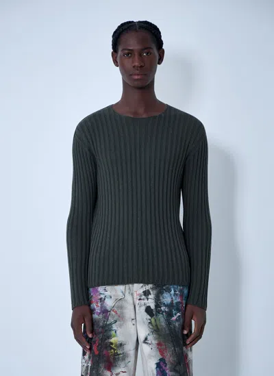 Acne Studios Cotton Rib Sweater In Green