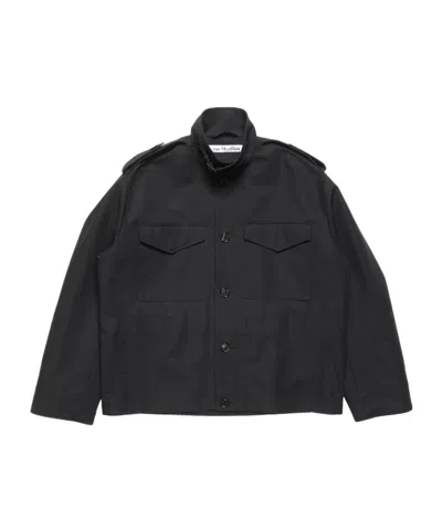 Acne Studios Cotton Satin Blouson Jacket In Black